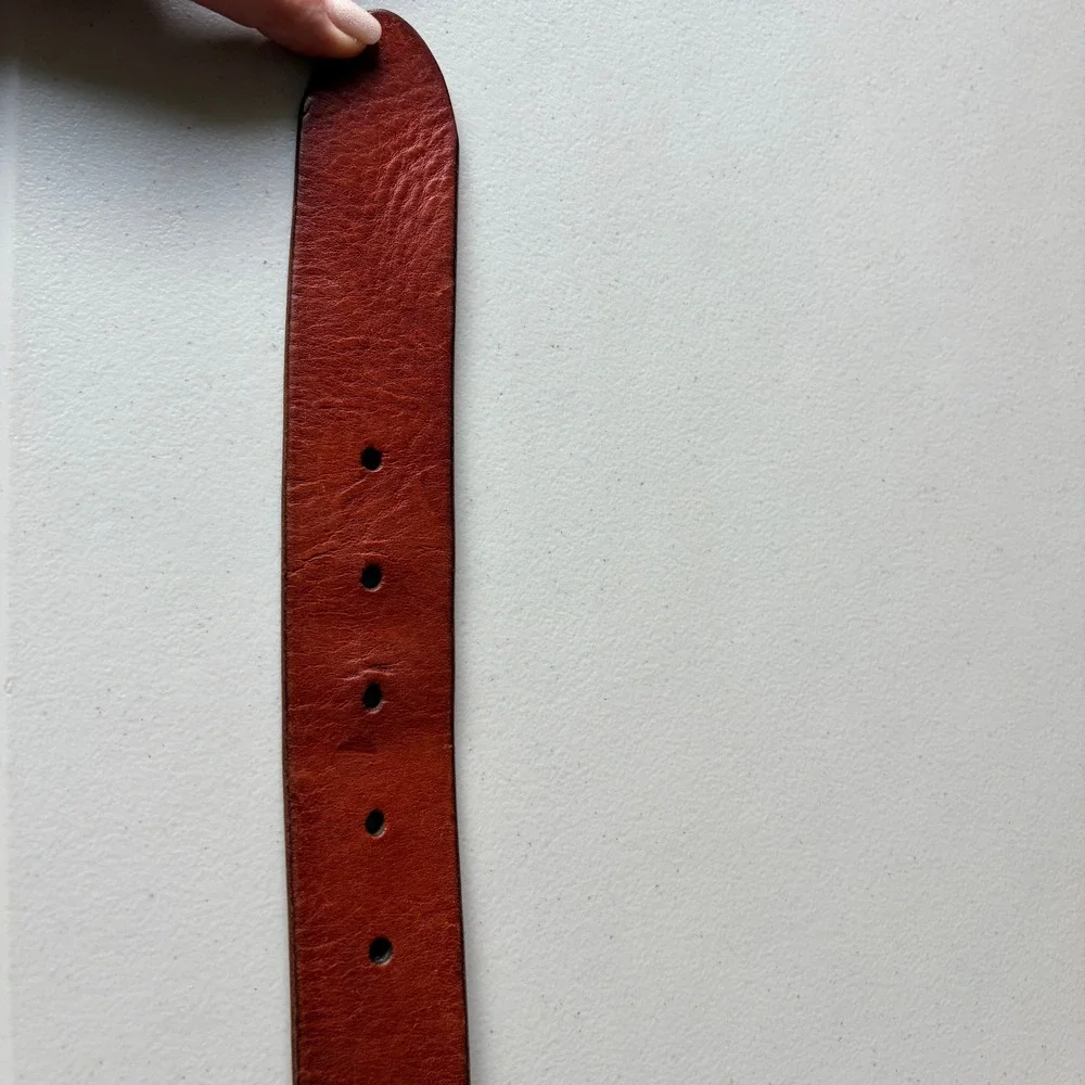 Polo Ralph Lauren Leather Belt 34 Brown Cross Stitch Brass Buckle 405070171-236